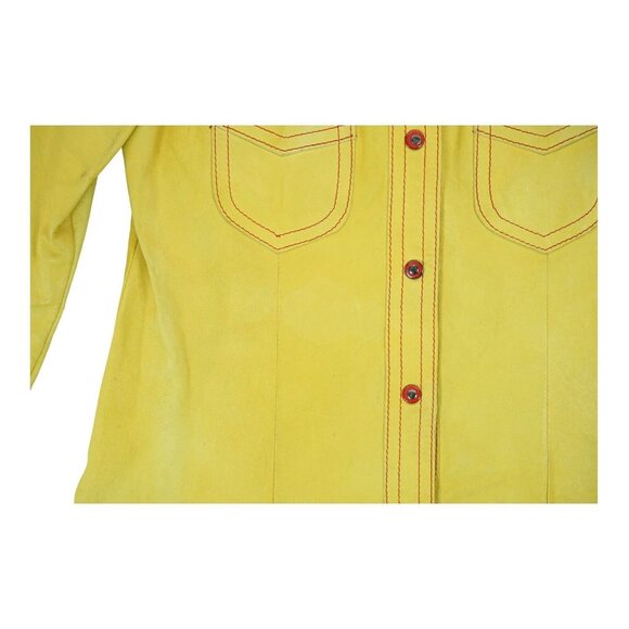 Vintage 70`s MIURA Yellow LEATHER Jacket Size Large Made in England Hard to Find - Picture 9 of 15